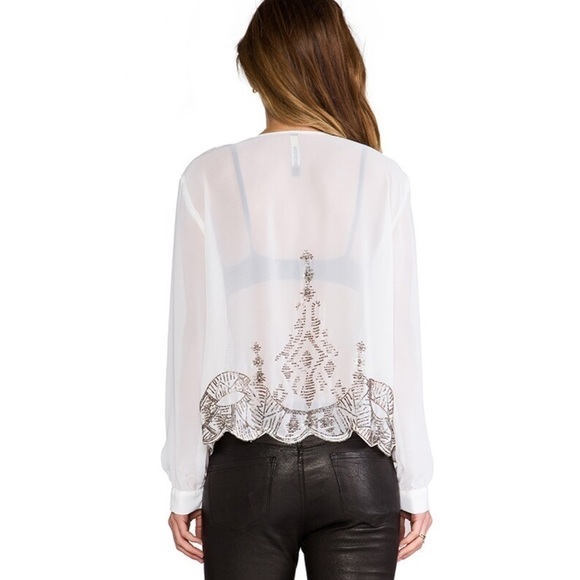 Revolve Plenty by Tracy Reese Embellished Swingly Blouse in Vanilla Beaded XS - Picture 11 of 17